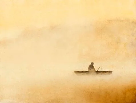 Fishermen on a boat Stock Illustration