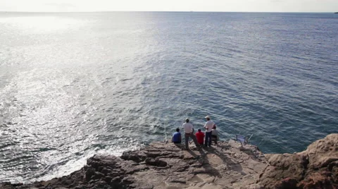 Fishermen at Boca Do Inferno (Hells Mouth) Portugal Stock Footage 56162354