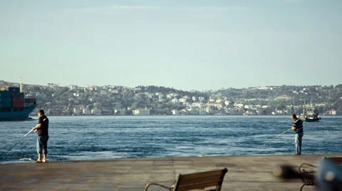 Fishermen at the Bosphorus. Stock Footage 27268847
