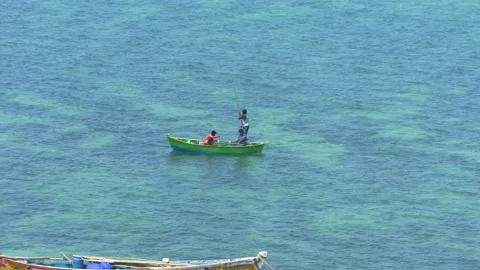Fishermen casting net in the sea and fishing Stock Footage 172291237