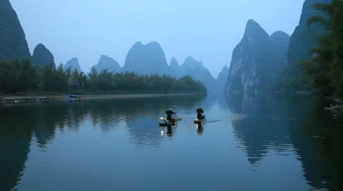 Fishermen in China Stock Footage 692414