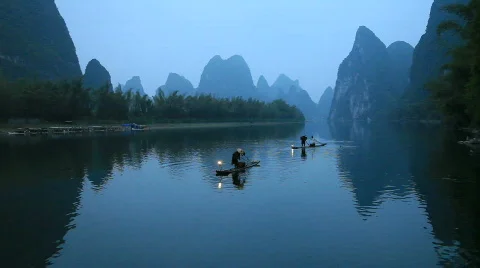 Fishermen In China Stock Footage 696065