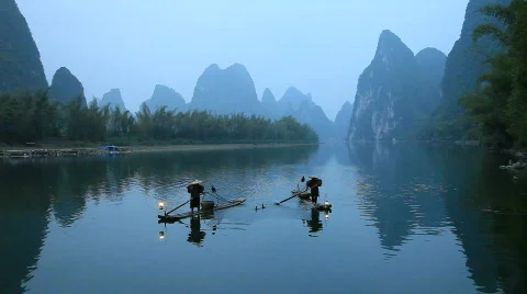 Fishermen In China Stock Footage 696626