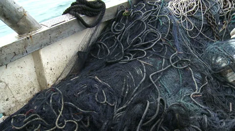 Fishermen cleaning nets 2 Stock-Footage 31258947