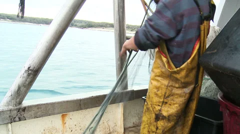 Fishermen cleaning nets 3 Stock Footage 31260322