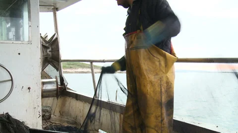 Fishermen cleaning nets 4 Stock-Footage 31262095