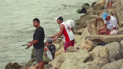 Fishermen on the coast Stock Footage 62525185