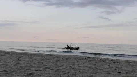 Fishermen at Dusk's Edge Stock Footage 288729298