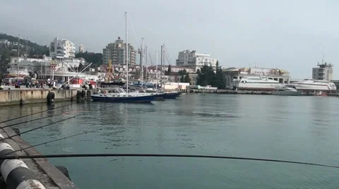 Fishermen fish at-sea Video stock 33523786
