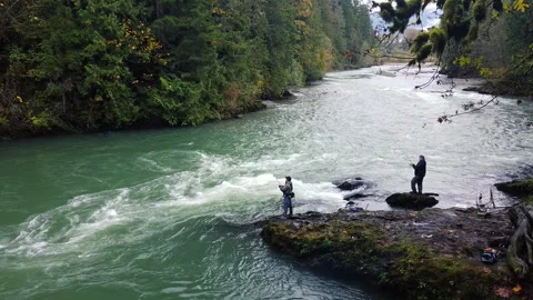 Fishermen on the fraser river during salmon run in Canada Stock Footage 141661401