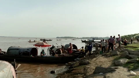 Fishermen gathered at the Beach in Cambodia Video stock 74191453