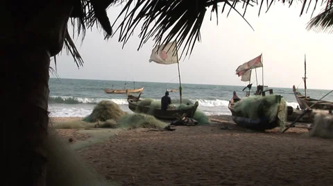 Fishermen - Ghana Stock Footage 35780573