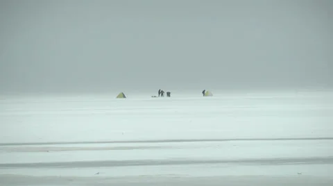 Fishermen on the ice Stock Footage 35120491