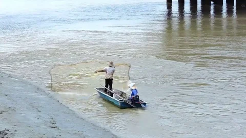 Fishermen at Kuala Selangor Stock Footage 81279791
