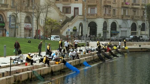 Fishermen. Malta Stockbeeldmateriaal 89135927