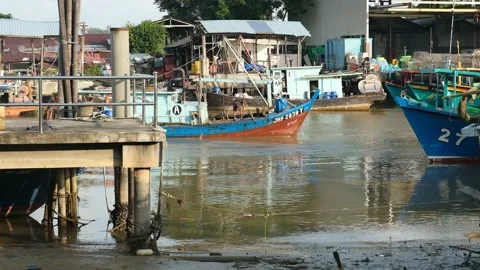 Fishermen at Mersing Stock Footage 167655346