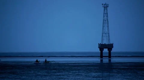 Fishermen at night 2 Stock Footage 7729236