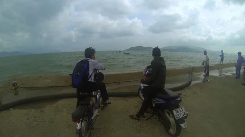 The fishermen on the pier. Stock Footage 72171790