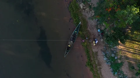 Fishermen pulling in net in Kenya drone stock footage by DroneRune 2 Video stock 126996629