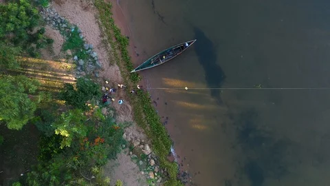 Fishermen pulling in net in Kenya drone stock footage by DroneRune Video stock 126996663