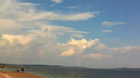 Fishermen on the quay, time lapse Stock-Footage 10686620