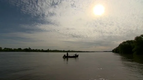 Fishermen releasing net Stock Footage 75871133