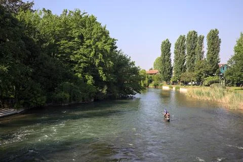 Fishermen in a river Stock Photos