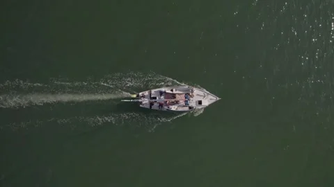 Fishermen on sailboat Stock Footage 270315485