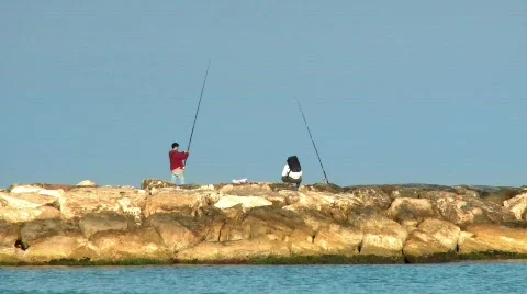 Fishermen in the sea Stock Footage 462298