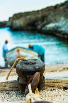 Fishermen on the sea Stock Photos