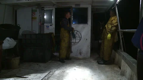 Fishermen on ship Stock Footage 23393234