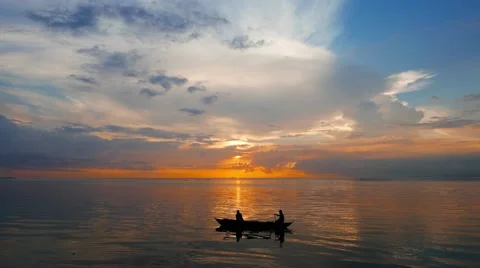Fishermen at Sunrise Stock Footage 50582481