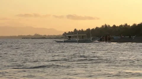 Fishermen At Sunset Video stock 10868581