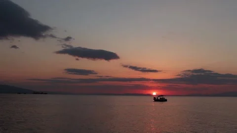 Fishermen on the Sunset Stock Footage 239481133