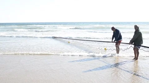 Fishermen at work. The season is on. Stock Footage 64797108