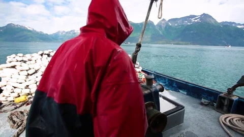Fishermen working on the boat Stock Footage 83304792