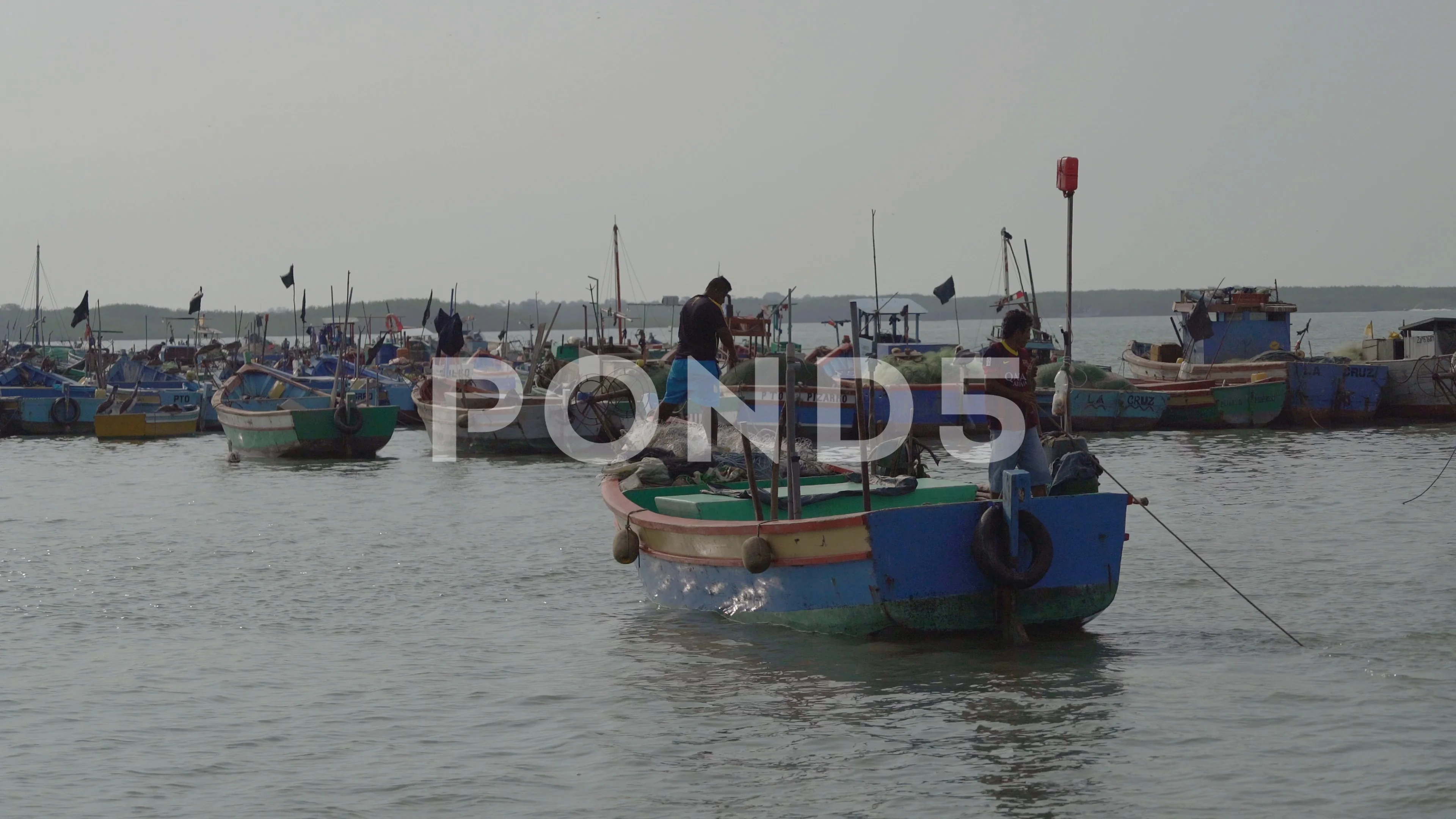 Fishing Nets By The Boat - Stock Video