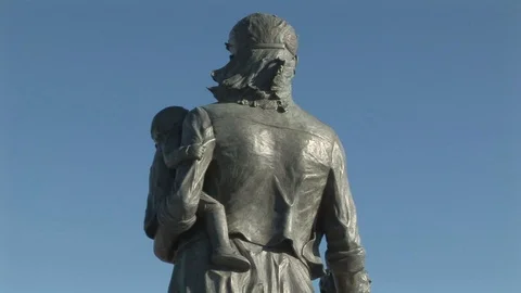 Fishermens Wives Memorial back view in Gloucester, Massachusetts USA Stock Footage 101856845