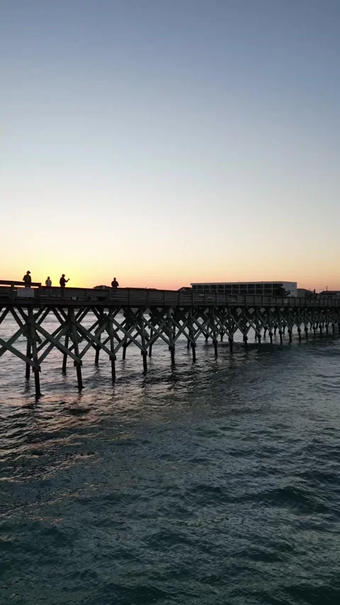 Fishers on Pier-Sunset Stock Footage 221424232
