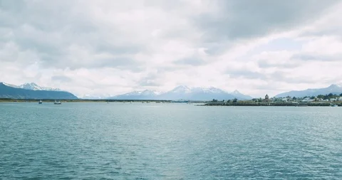 Fishers village with mountains in background Stock Footage 90074269