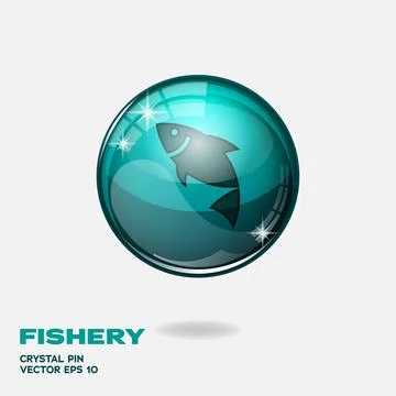 Fishery 3D Buttons Stock Illustration