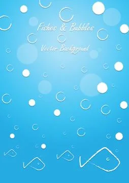 Fishes and bubbles background Illustrazione stock