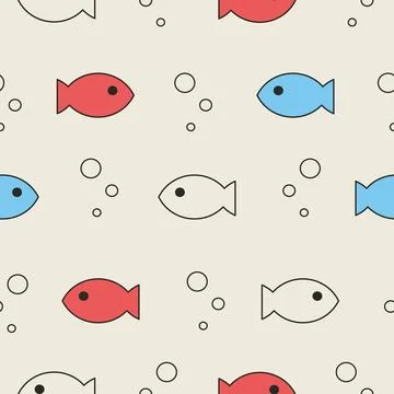 Fishes and bubbles seamless pattern. 스톡 일러스트