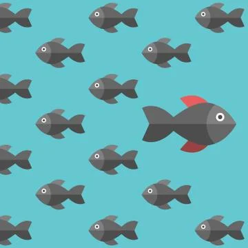 Fishes, being different concept Stock Illustration