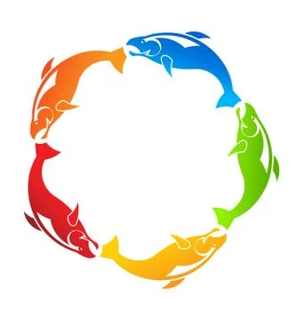 Fishes in a circle Illustrazione stock