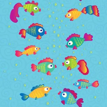 Fishes communicate cartoon seamless pattern Stock Illustration
