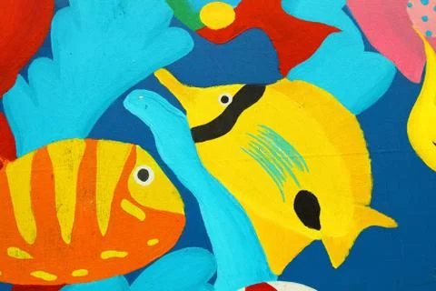 Fishes drawings for background use Illustrazione stock