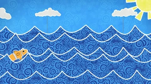 Fishes in the sea loopable animation Stock Footage 10766872