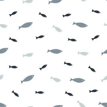 Fishes simple seamless pattern. Vector background on a marine theme fabric pr Illustrazione stock