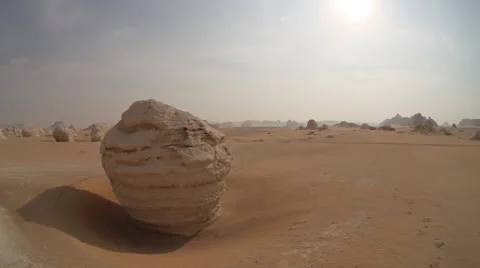 Fisheye pan on the White Desert formations in Egypt Stock Footage 36149773